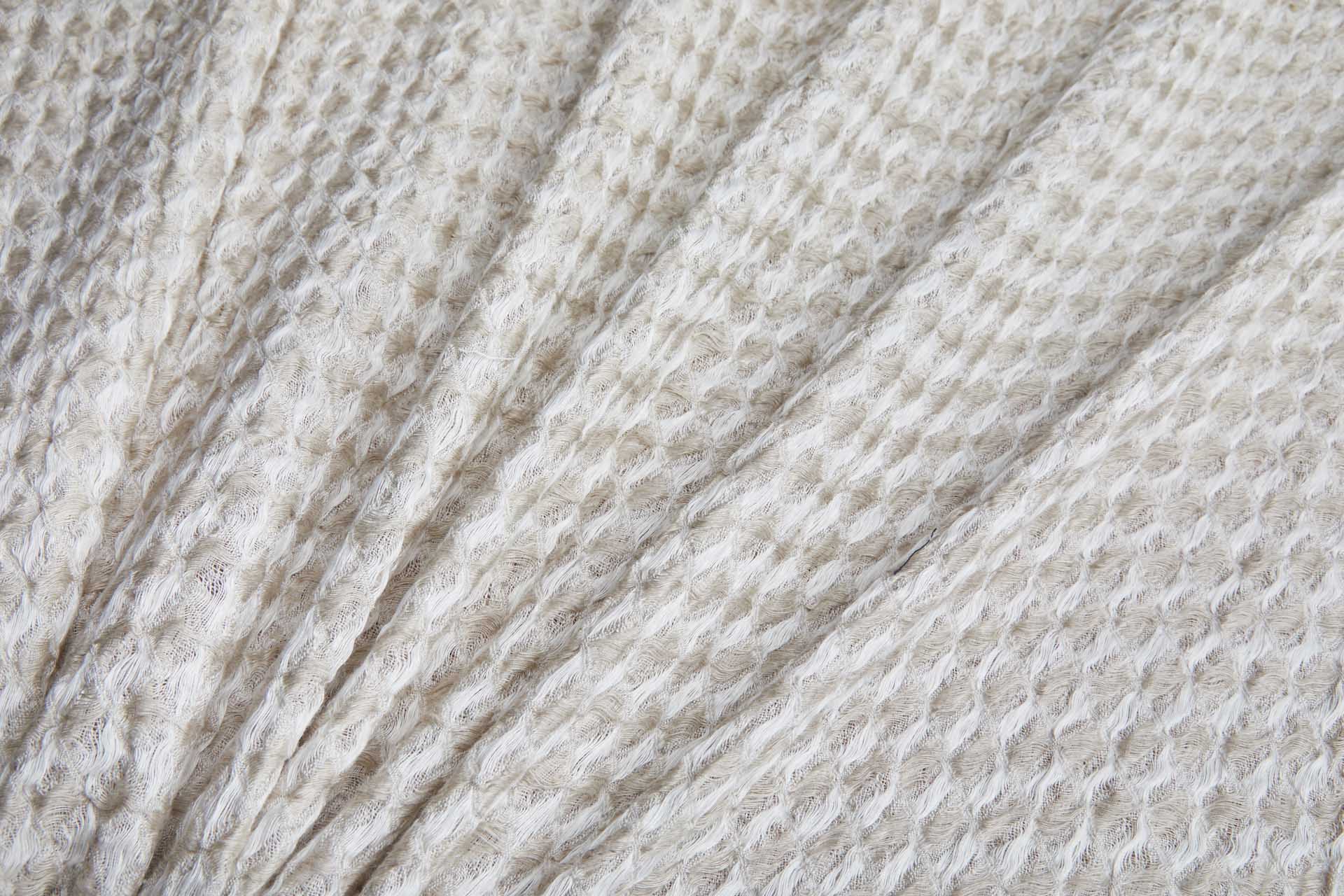 Double Waffle Weave Linen - Natural and Off White fabric, image 2 of 8