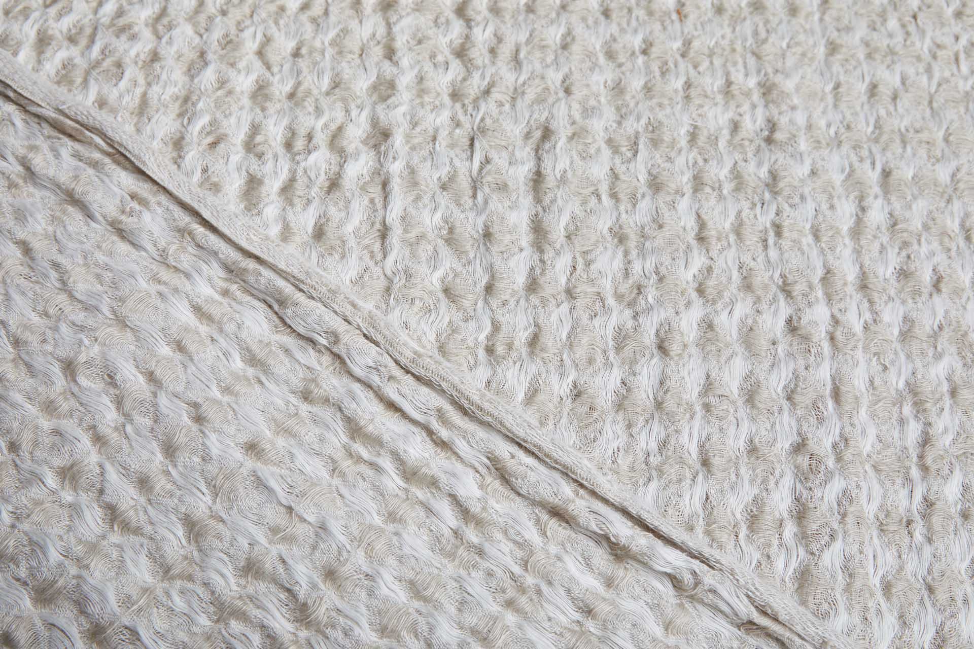 Double Waffle Weave Linen - Natural and Off White fabric, image 3 of 8