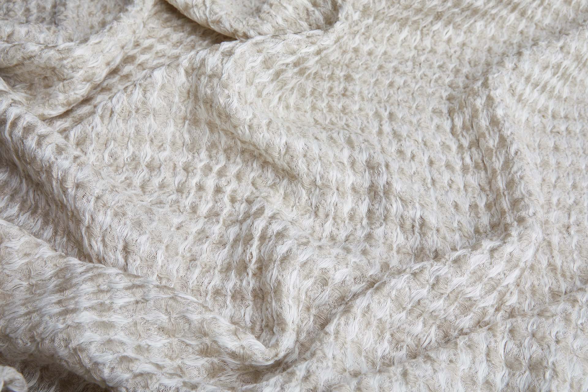 Double Waffle Weave Linen - Natural and Off White fabric, image 4 of 8