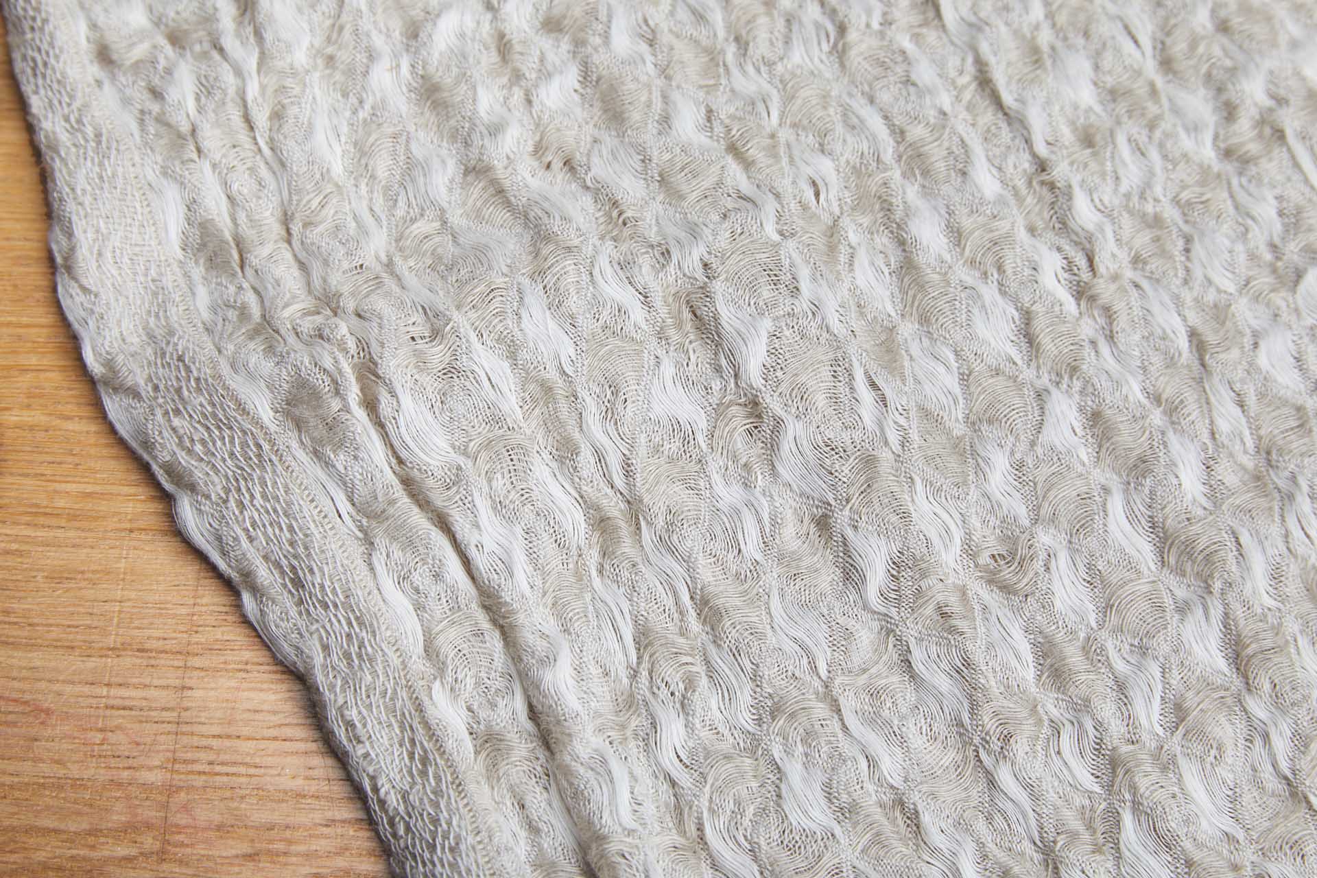 Double Waffle Weave Linen - Natural and Off White fabric, image 6 of 8