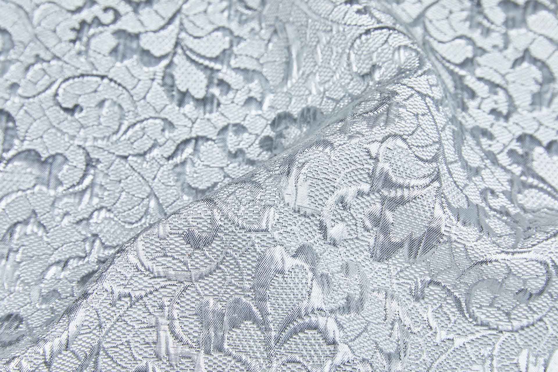 Lace Style Jacquard - Cool Silver fabric, image 3 of 8