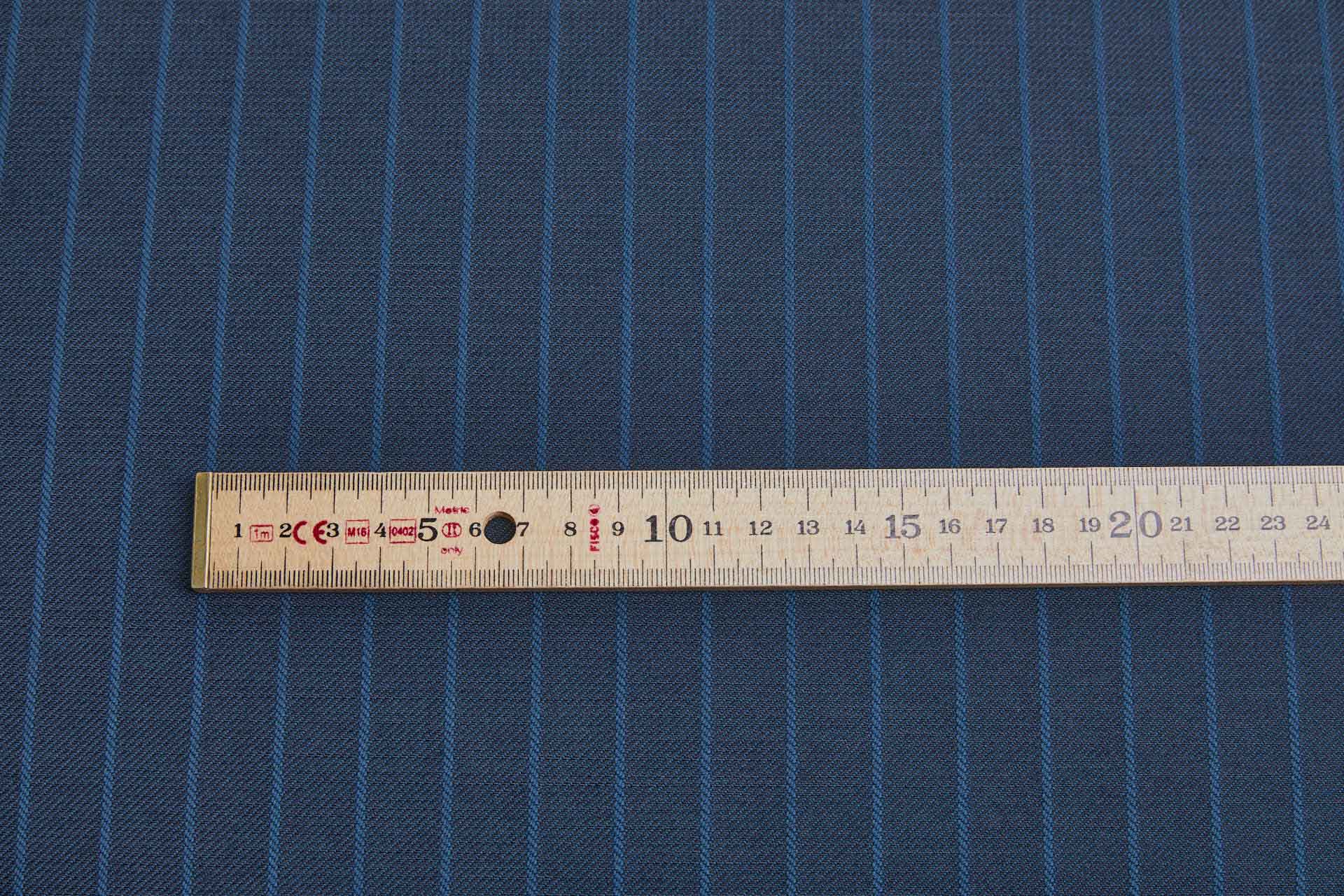 Reversible Twill Stripe Wool Suiting - Teal and Dark Ink Blue fabric, image 6 of 10