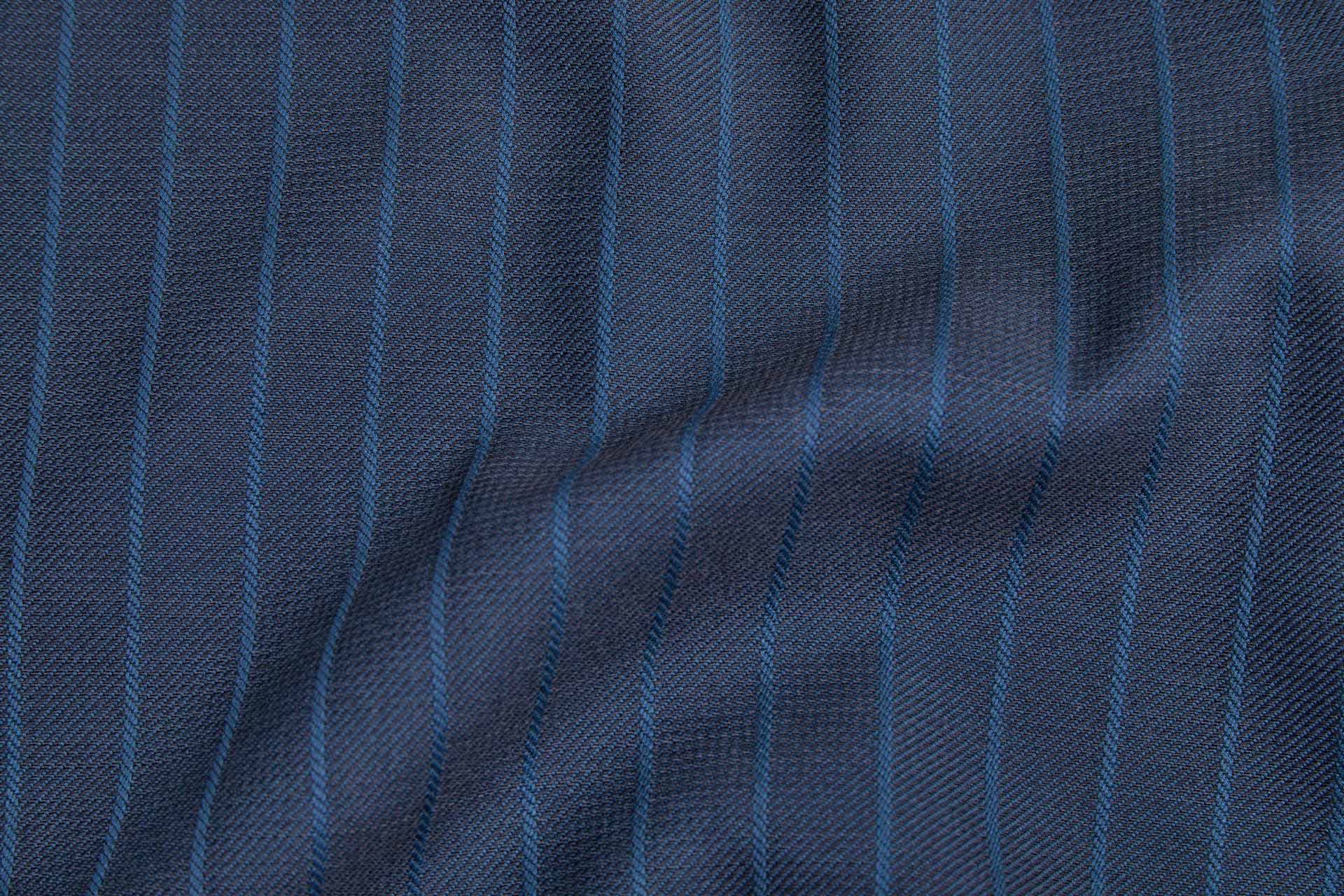 Reversible Twill Stripe Wool Suiting - Teal and Dark Ink Blue fabric, image 4 of 10