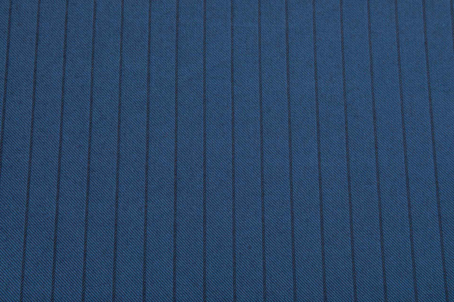 Reversible Twill Stripe Wool Suiting - Teal and Dark Ink Blue fabric, image 9 of 10