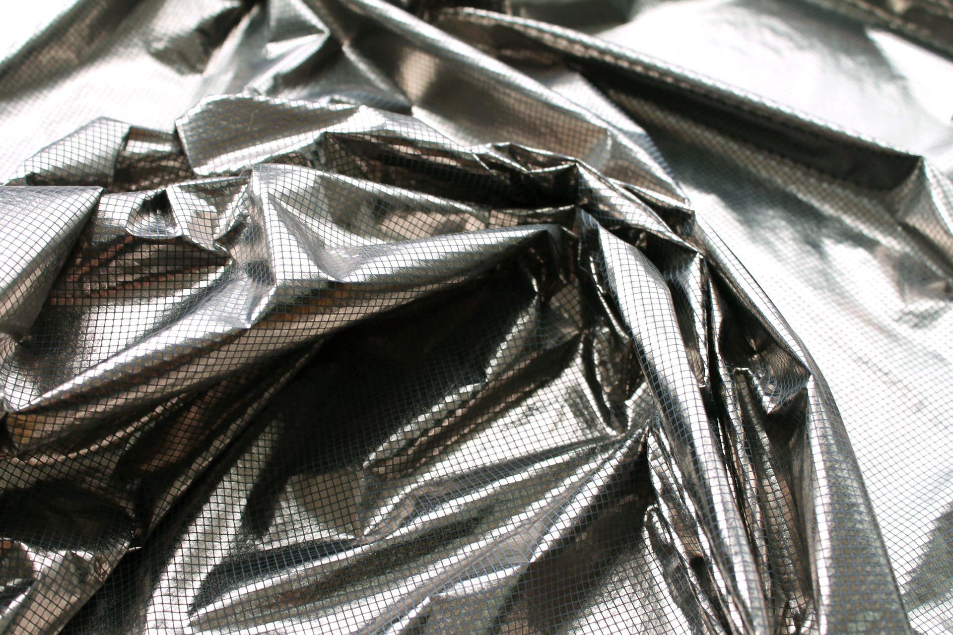 Foil Printed Polyamide - Off Gold fabric