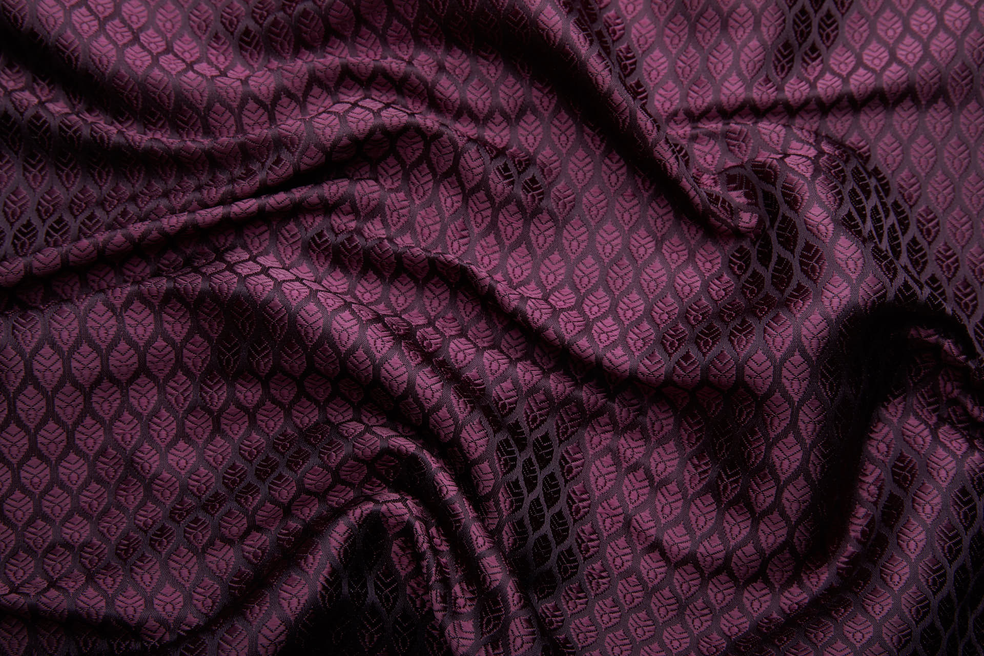 Banaras Brocade - Dark Plum / Dark Plum Leaves fabric