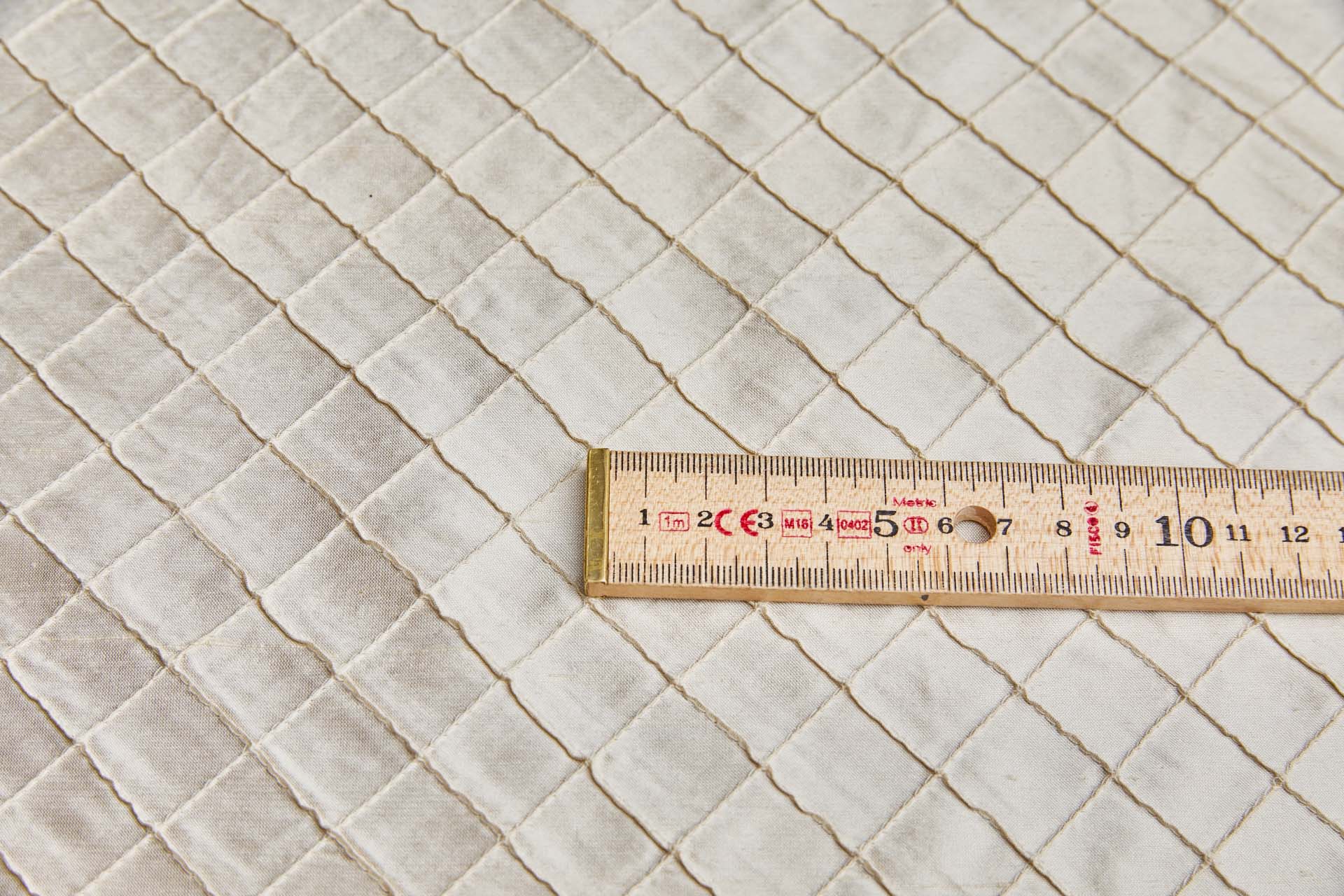 Diamond Pintuck Silk Dupion - Cream fabric, image 2 of 7