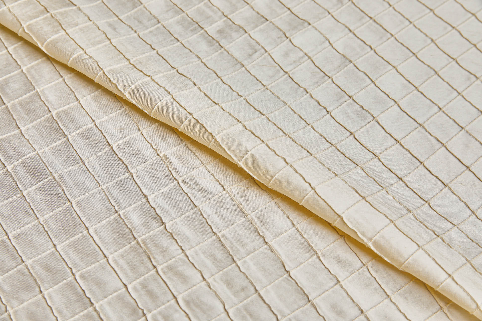 Diamond Pintuck Silk Dupion - Cream fabric, image 4 of 7