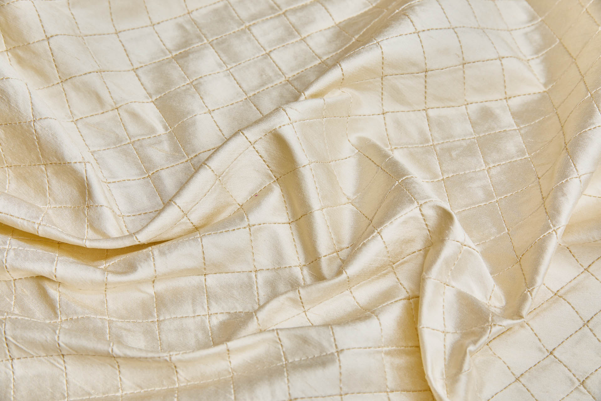 Diamond Pintuck Silk Dupion - Cream fabric, image 6 of 7