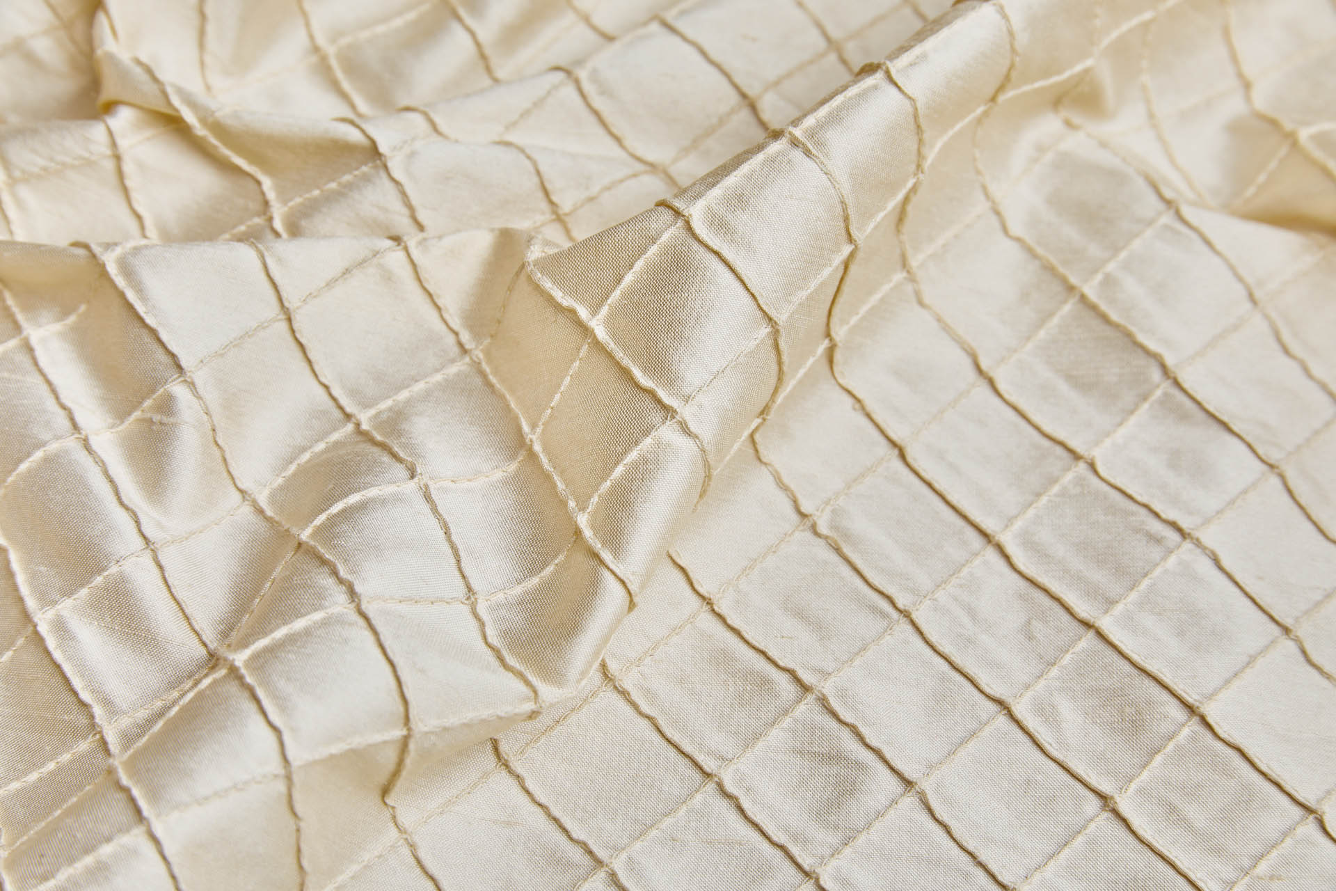 Diamond Pintuck Silk Dupion - Cream fabric