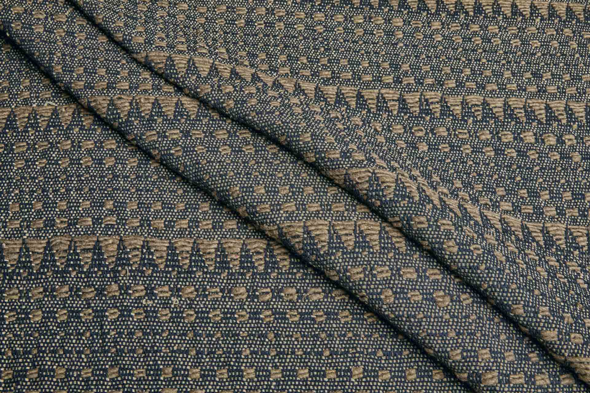 Chunky Hand Woven Silk / Cotton - Brown / Black fabric