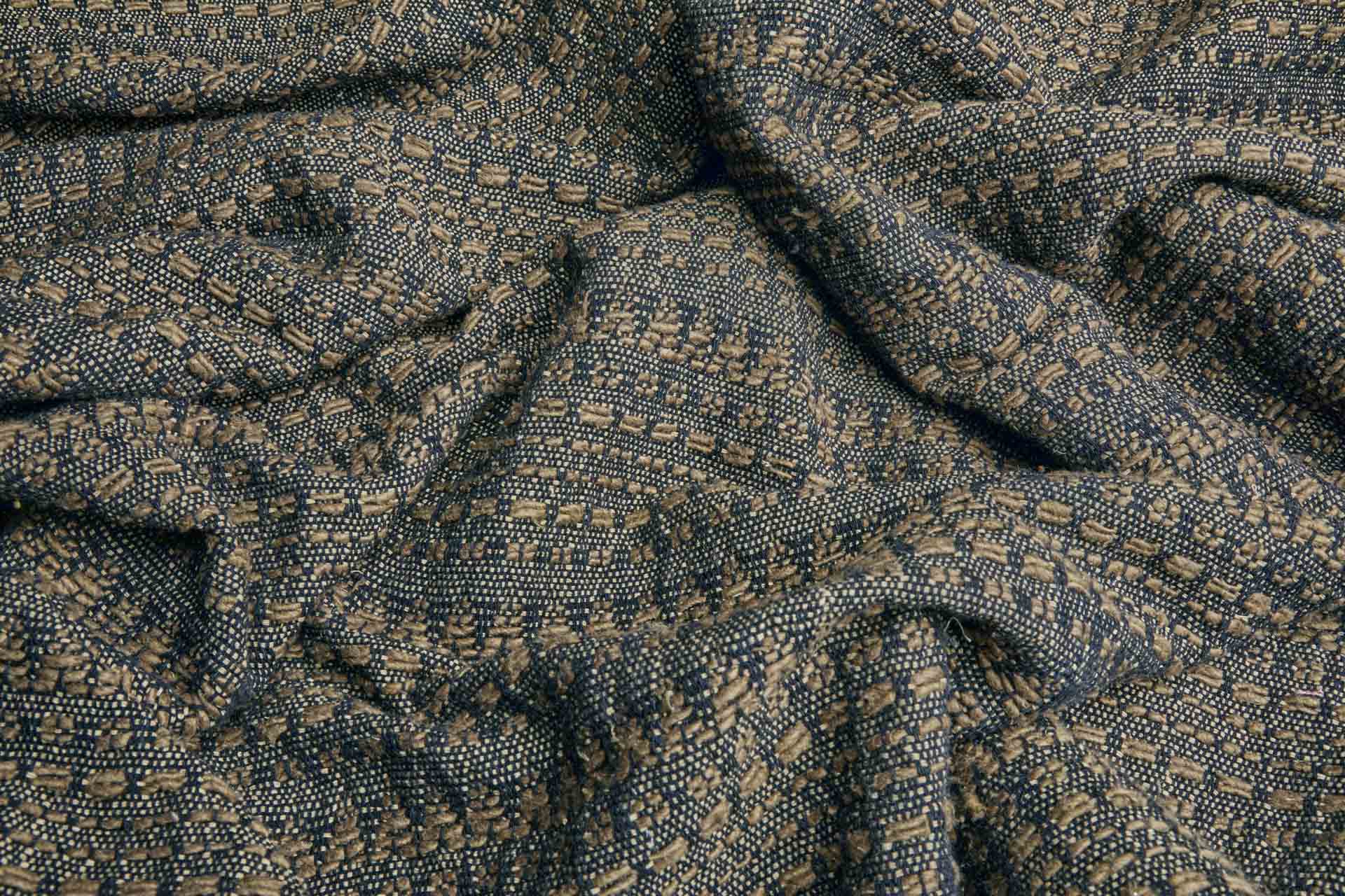Chunky Hand Woven Silk / Cotton - Brown / Black fabric, image 8 of 10