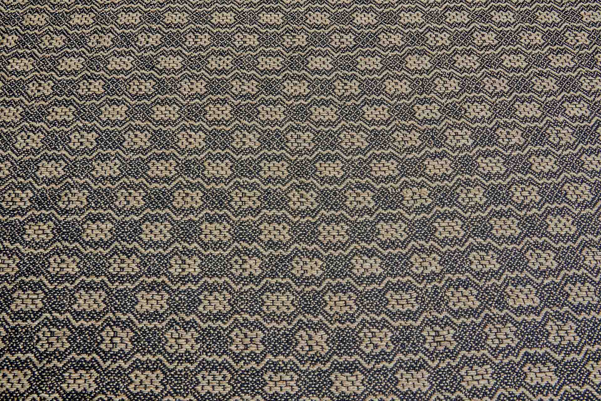 Hand Woven Reversible Silk Cotton Brocade Pattern - Tan and Black, image 3 of 10