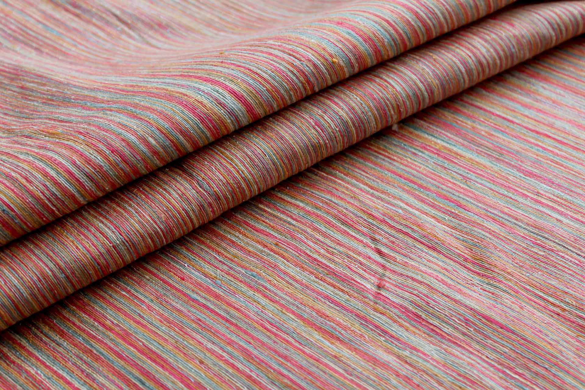 Orange, Yellow and Green Textured Raw Silk fabric, image 4 of 6