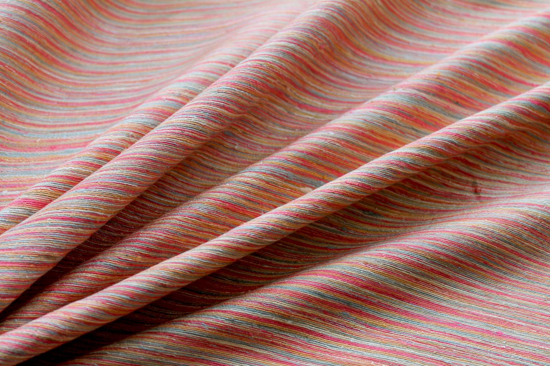 Orange, Yellow and Green Textured Raw Silk fabric, image 6 of 6