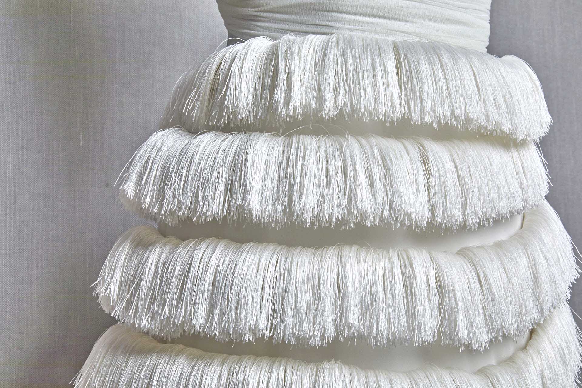 Linear Viscose Fringing on Chiffon - Ivory fabric, image 10 of 10