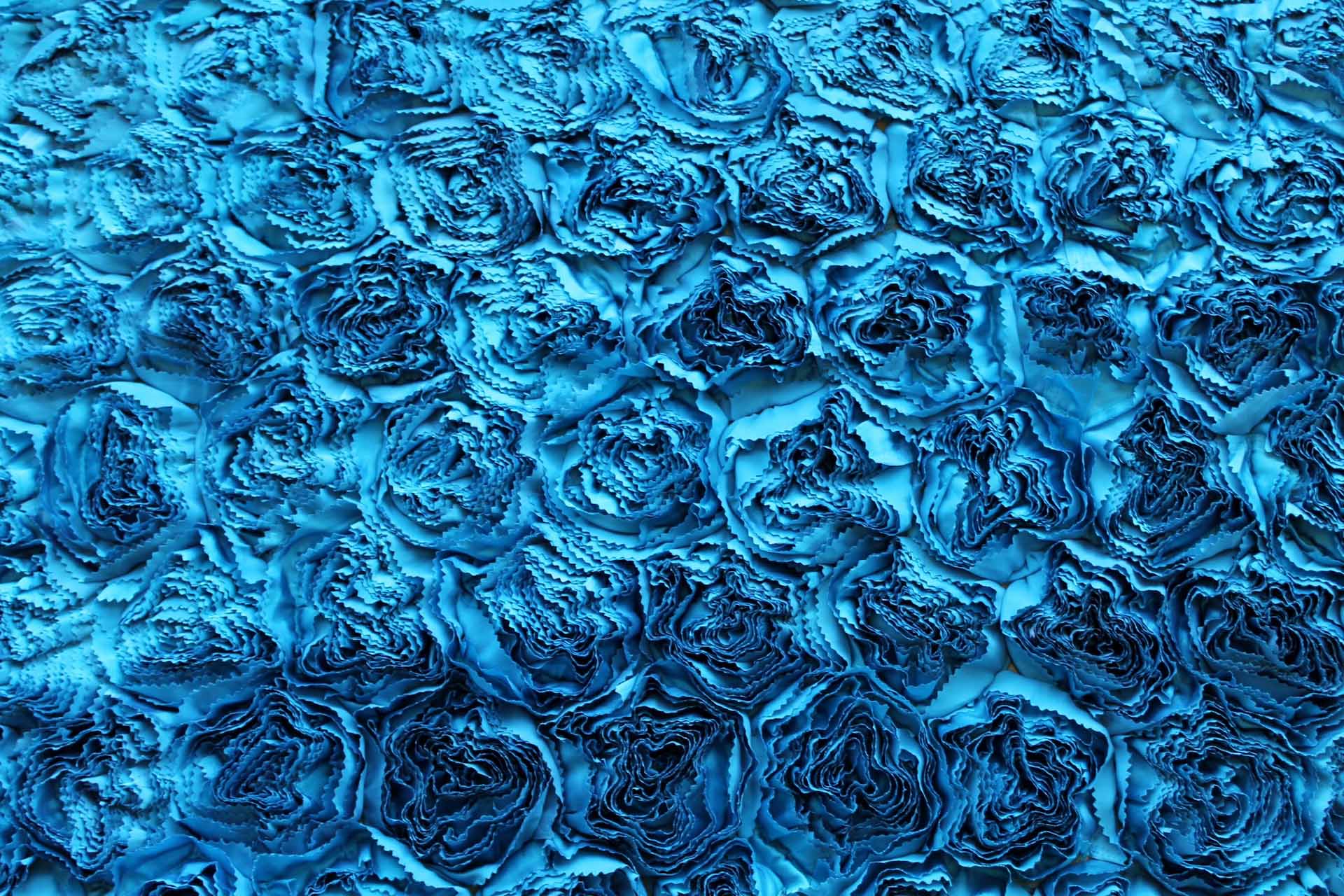 Satin Rose Applique - Blue fabric, image 2 of 6