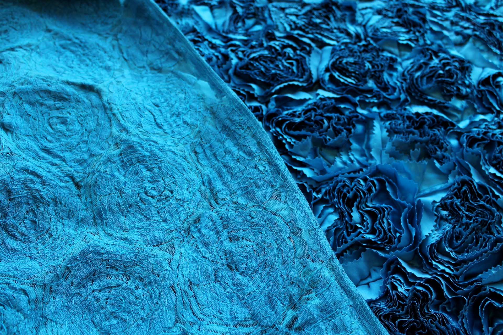 Satin Rose Applique - Blue fabric, image 5 of 6