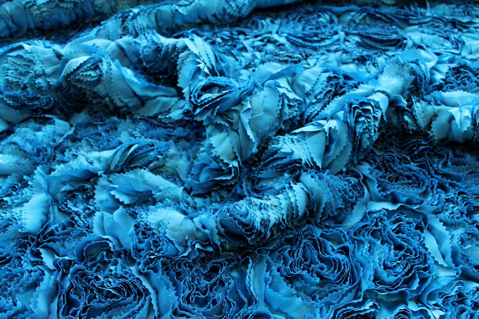 Satin Rose Applique - Blue fabric, image 6 of 6