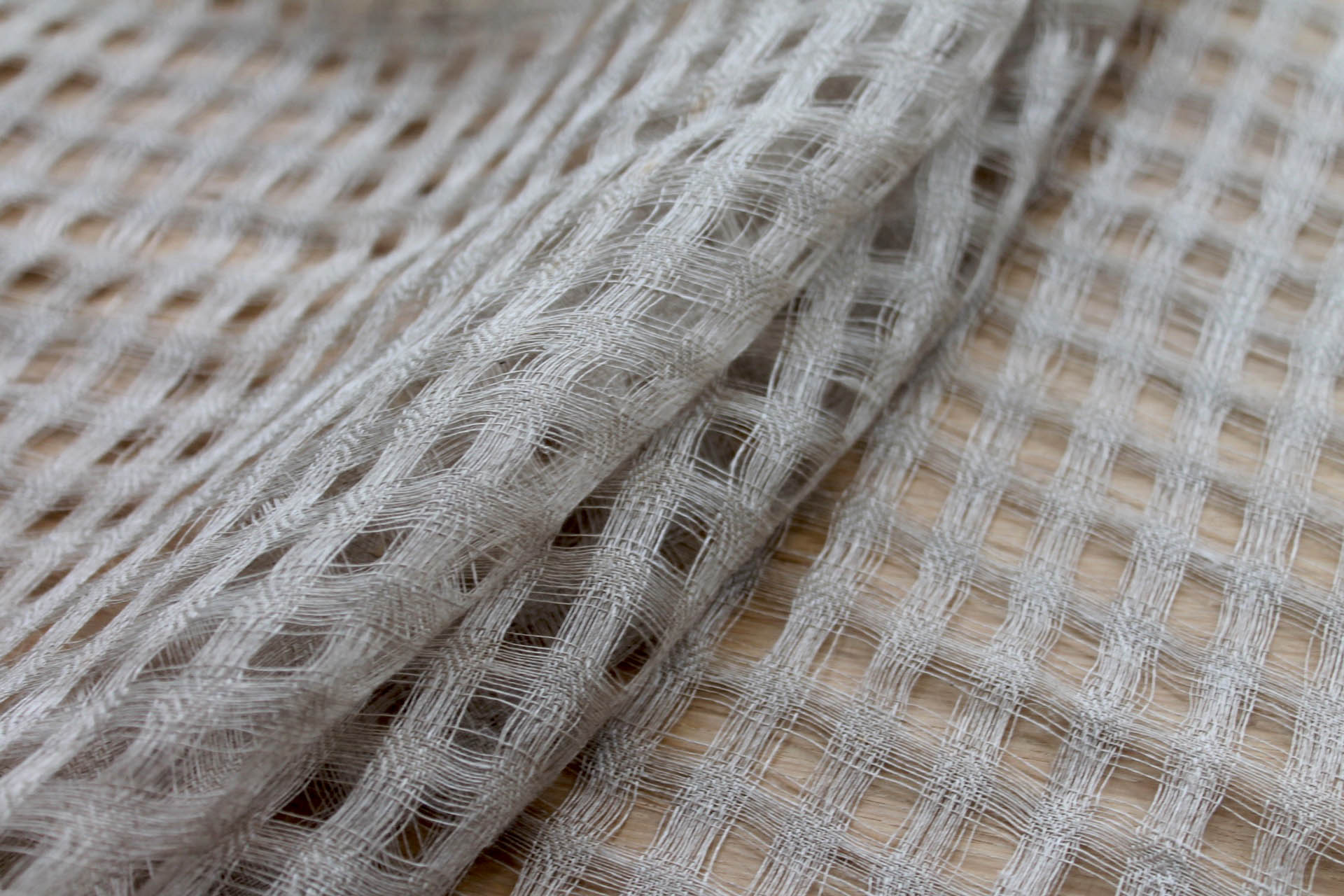 Sheer Grid Mesh Weave Linen - Natural fabric, image 4 of 5
