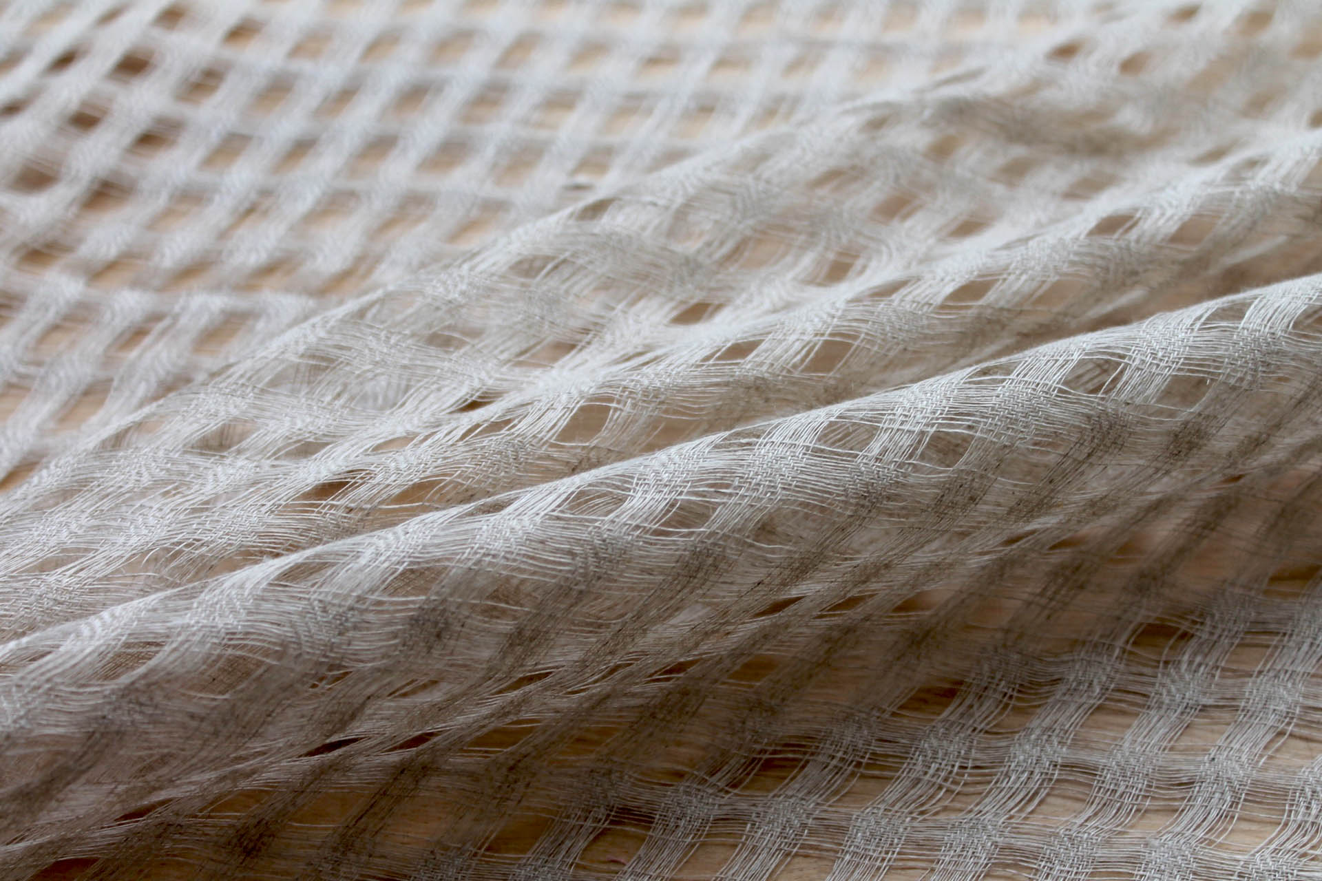Sheer Grid Mesh Weave Linen - Natural fabric, image 5 of 5
