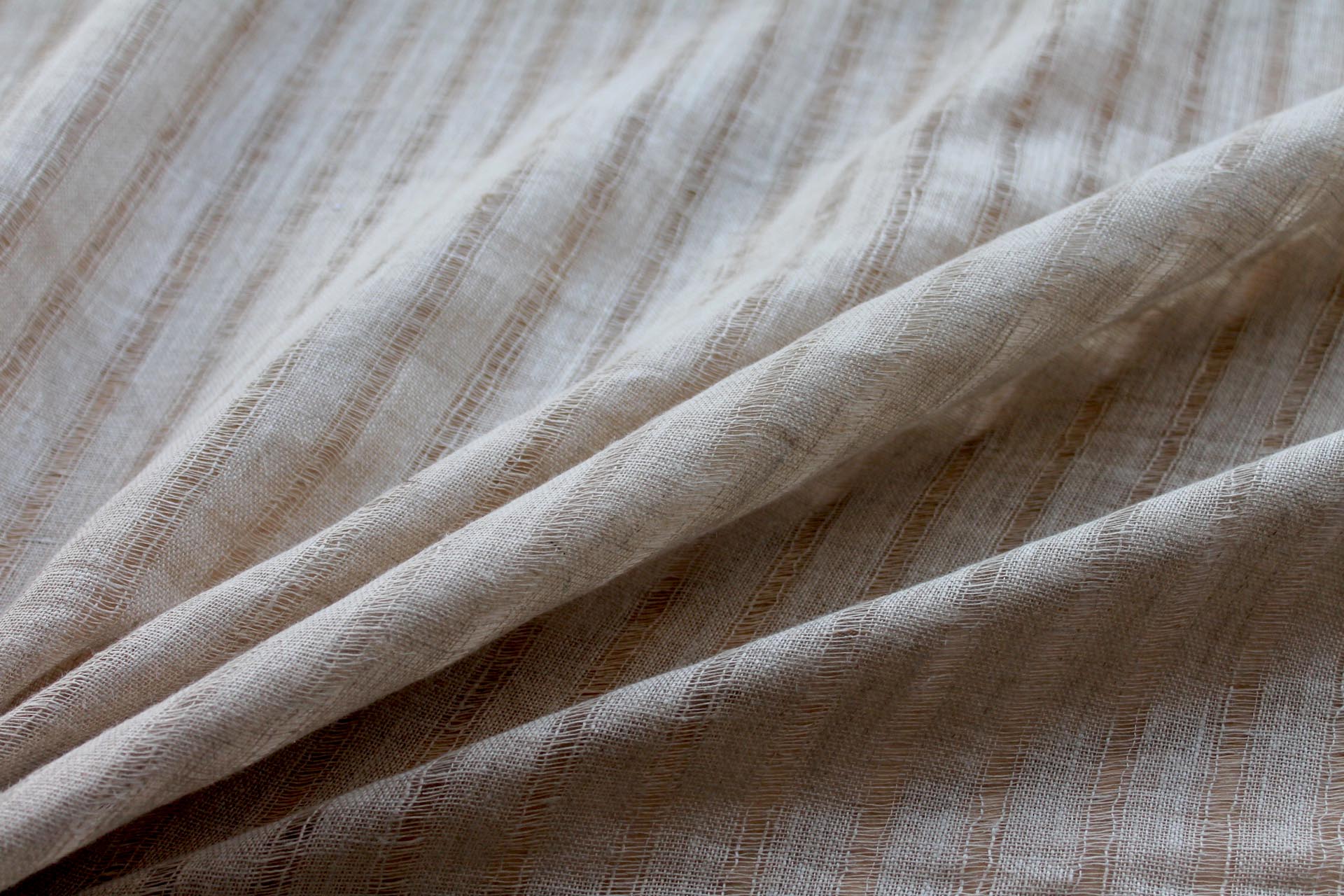 Sheer Stripe Mesh Weave Linen - Natural fabric, image 2 of 5
