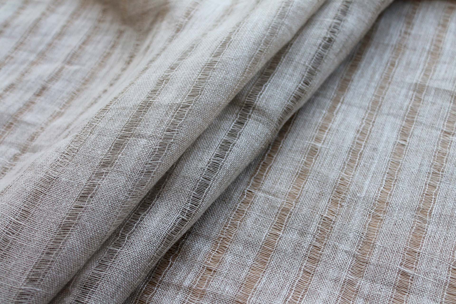 Sheer Stripe Mesh Weave Linen - Natural fabric, image 3 of 5