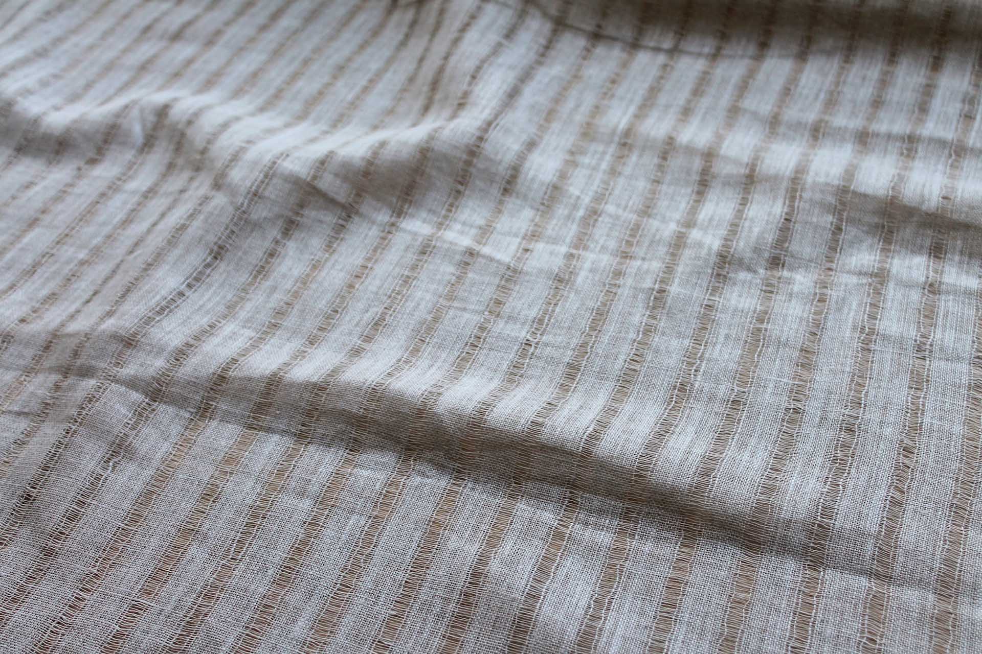 Sheer Stripe Mesh Weave Linen - Natural fabric, image 4 of 5