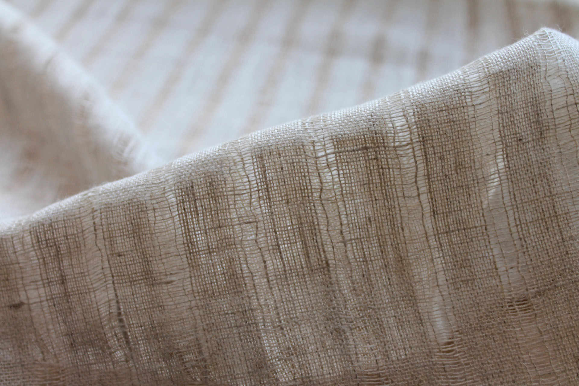 Sheer Stripe Mesh Weave Linen - Natural fabric, image 5 of 5