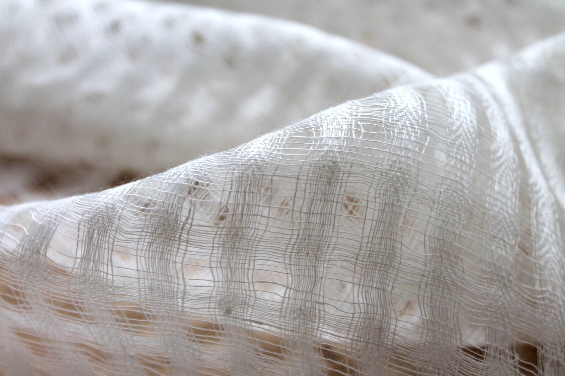 Sheer Grid Mesh Weave Linen - Ivory fabric, image 2 of 5