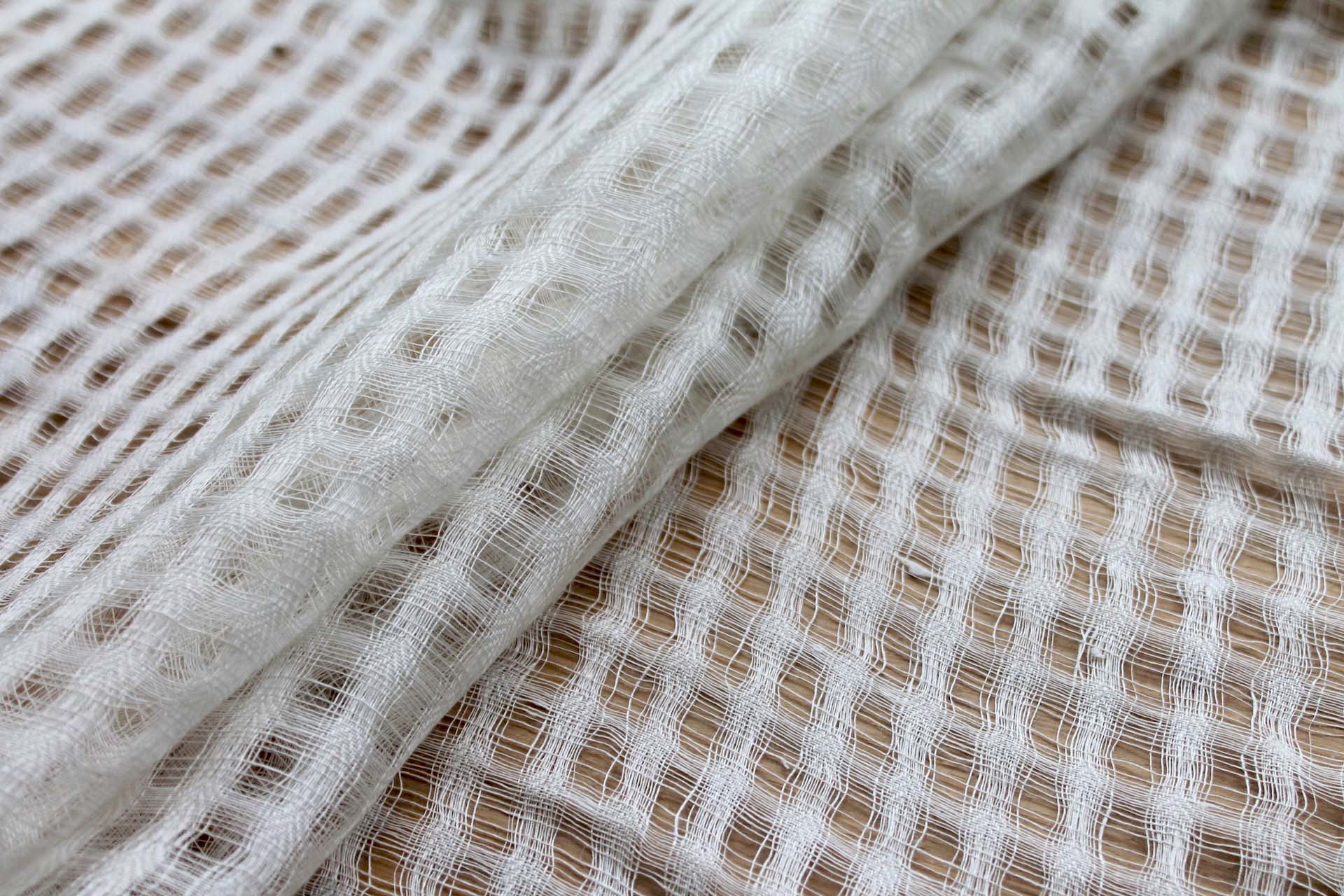 Sheer Grid Mesh Weave Linen - Ivory fabric, image 4 of 5