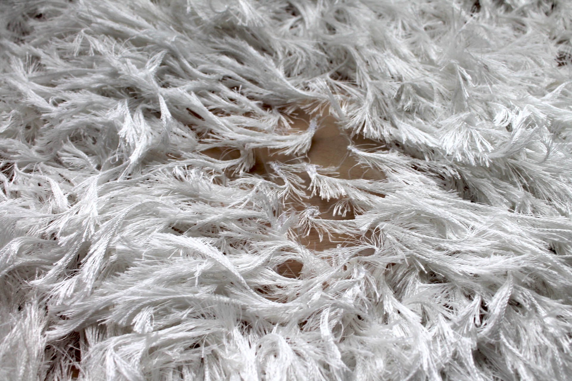 "Faux Feather" Viscose Fringing on Tulle - Ivory fabric, image 4 of 8