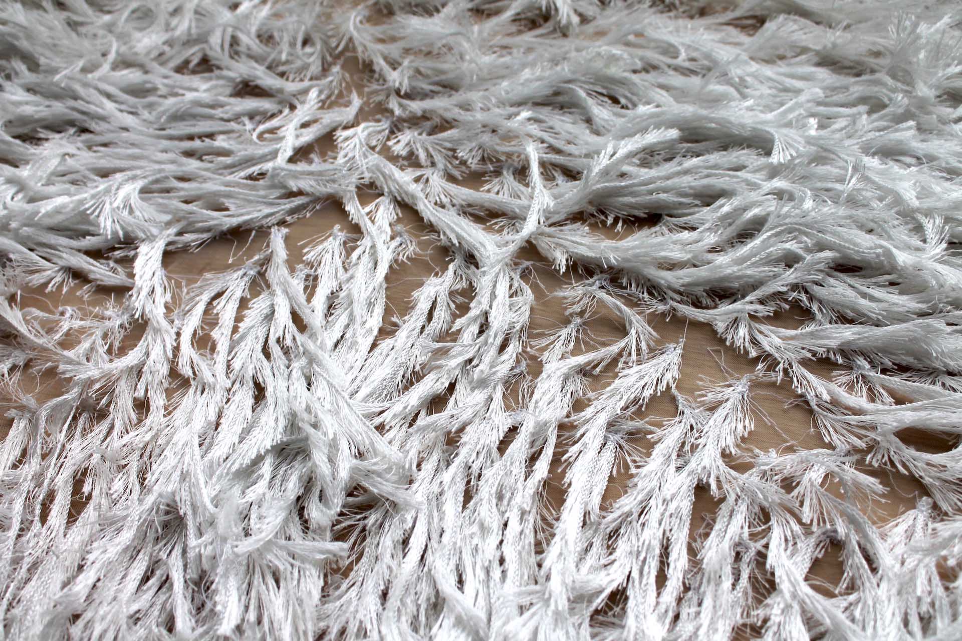"Faux Feather" Viscose Fringing on Tulle - Ivory fabric, image 6 of 8