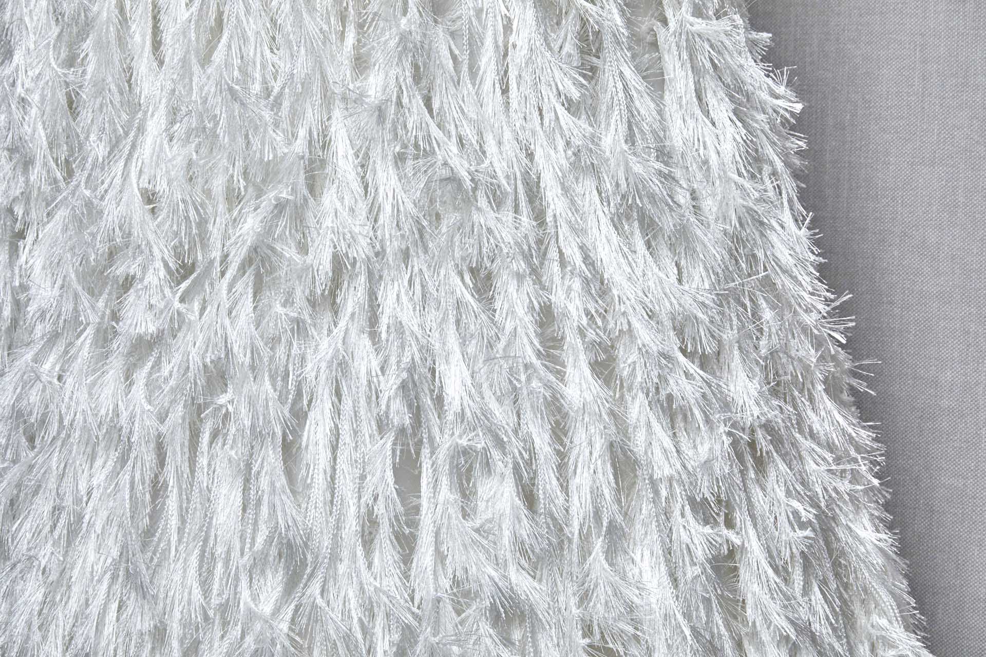 "Faux Feather" Viscose Fringing on Tulle - Ivory fabric, image 2 of 8