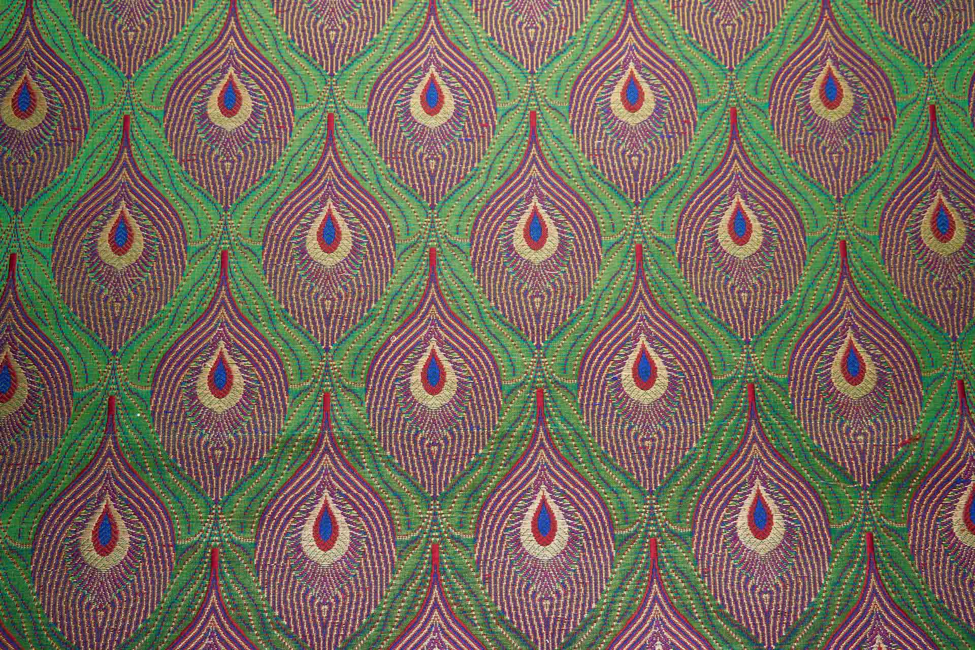Peacock Banaras Brocade - Green fabric, image 4 of 11