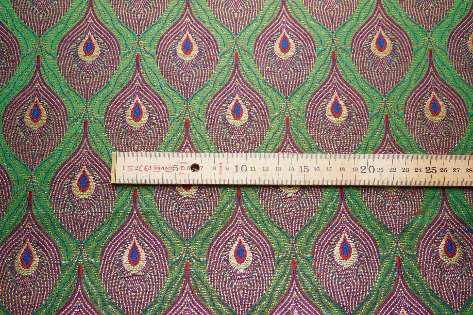 Peacock Banaras Brocade - Green fabric, image 11 of 11