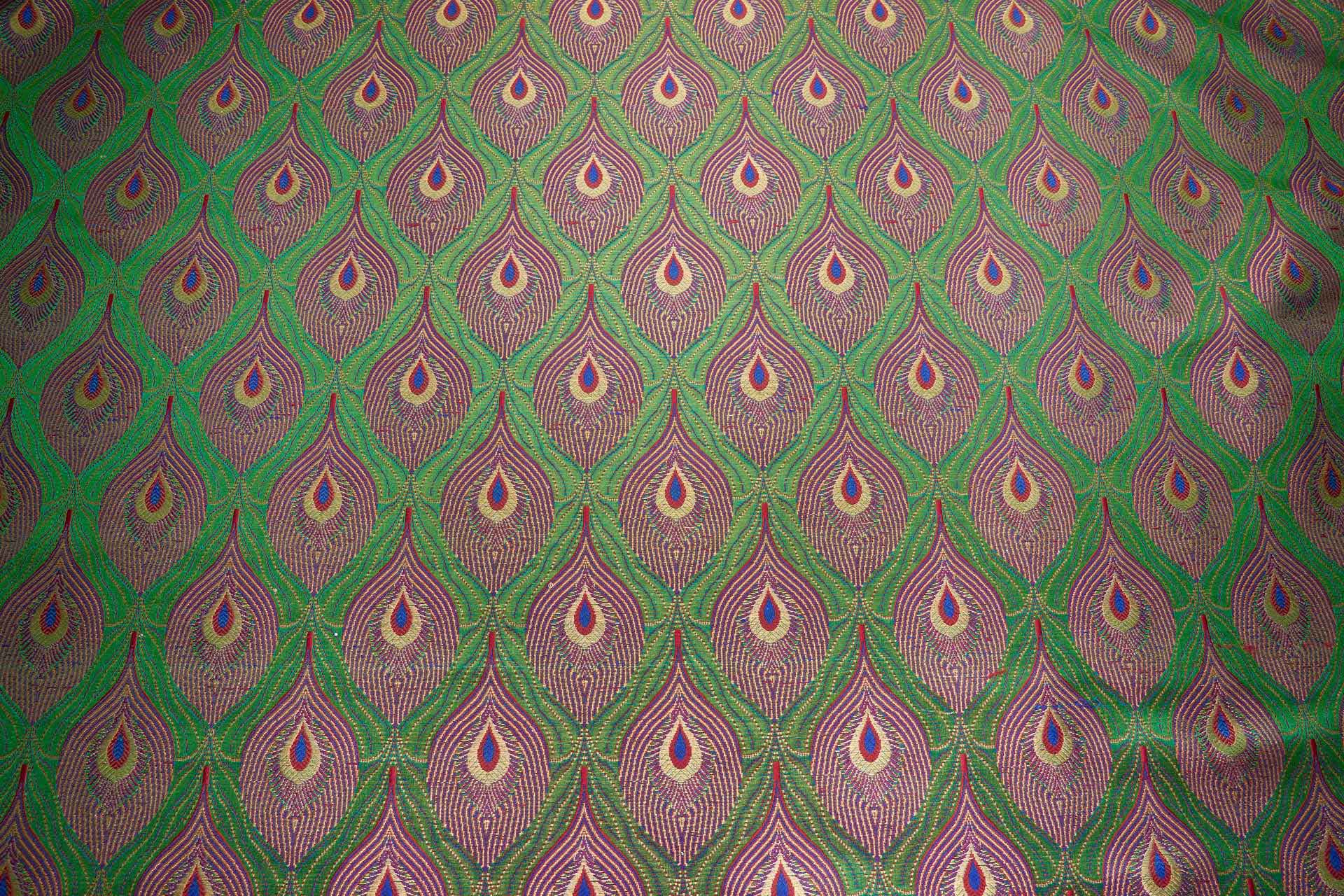 Peacock Banaras Brocade - Green fabric, image 10 of 11