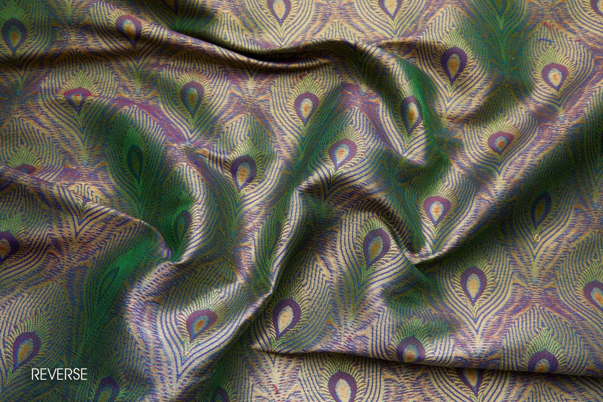 Peacock Banaras Brocade - Green fabric, image 8 of 11