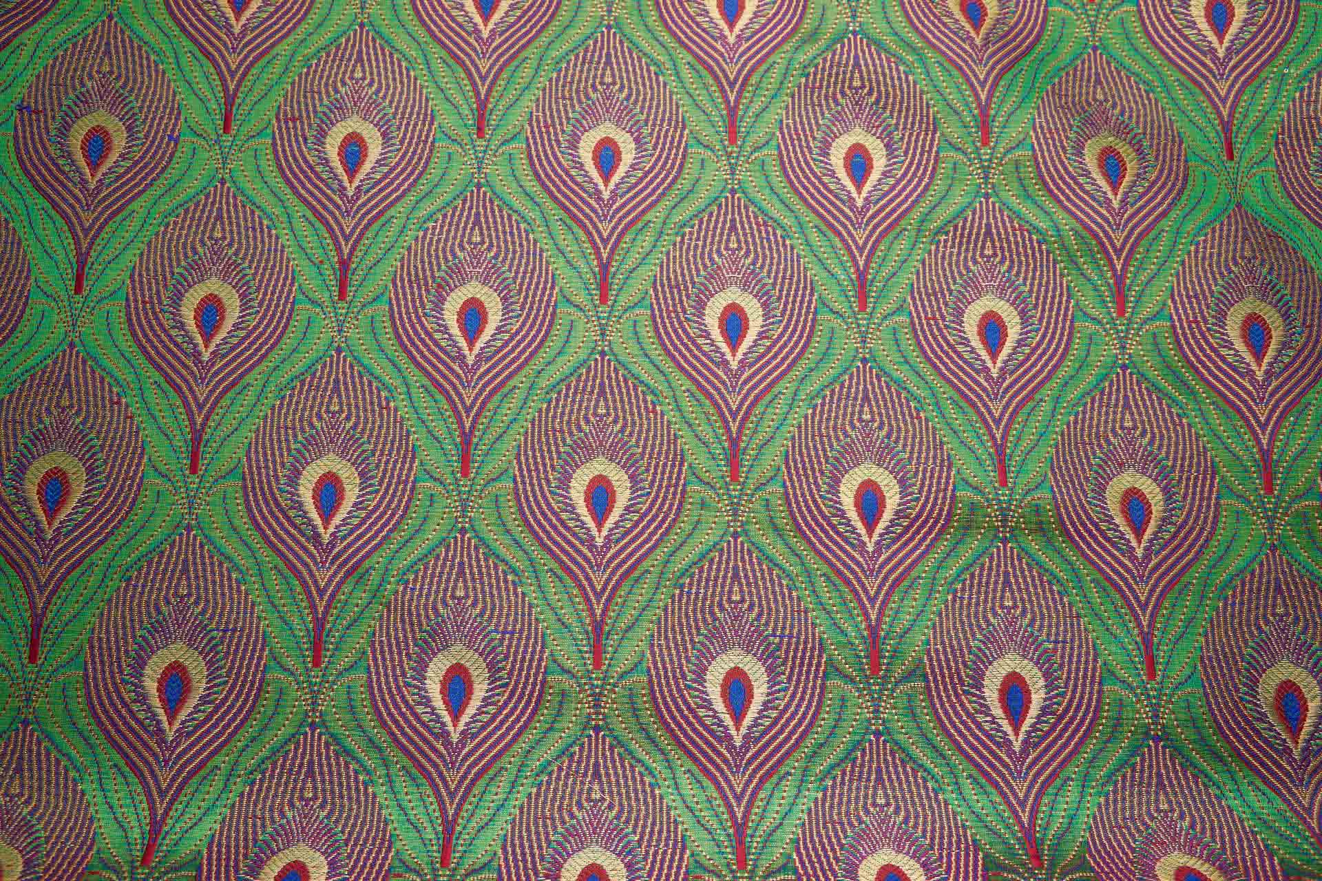 Peacock Banaras Brocade - Green fabric, image 5 of 11