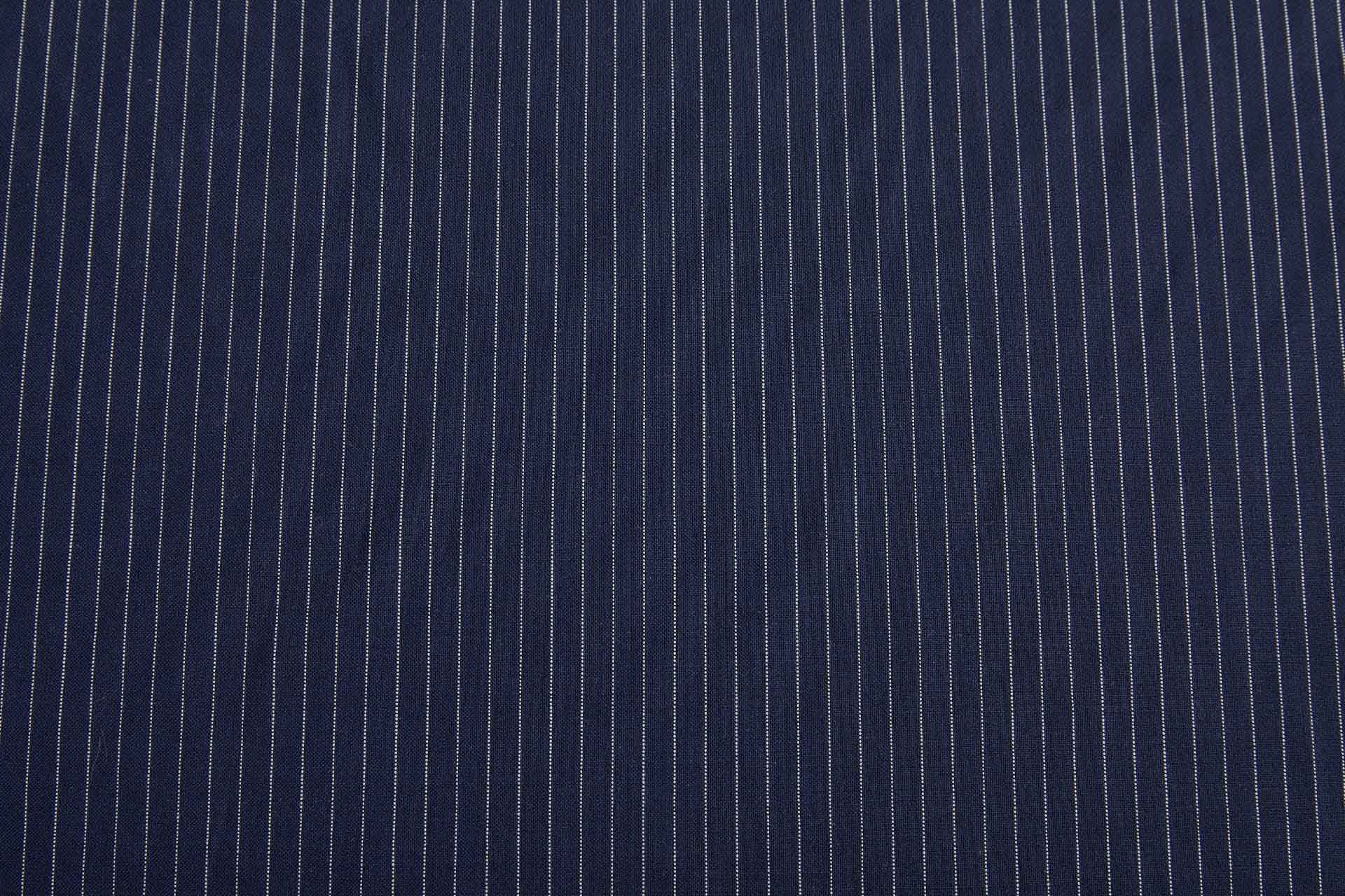 Fine Wool Pencil Stripe Suiting in Navy with Cream Pinstripe fabric, image 9 of 9