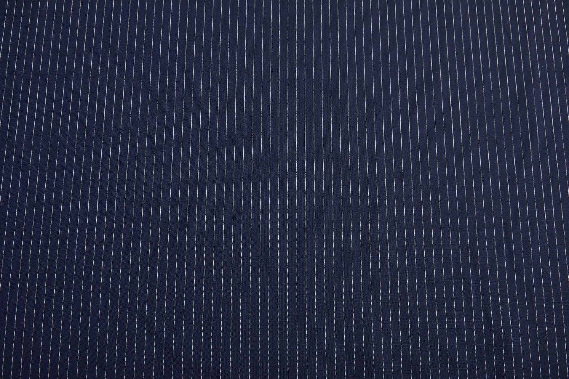 Fine Wool Pencil Stripe Suiting in Navy with Cream Pinstripe fabric, image 5 of 9