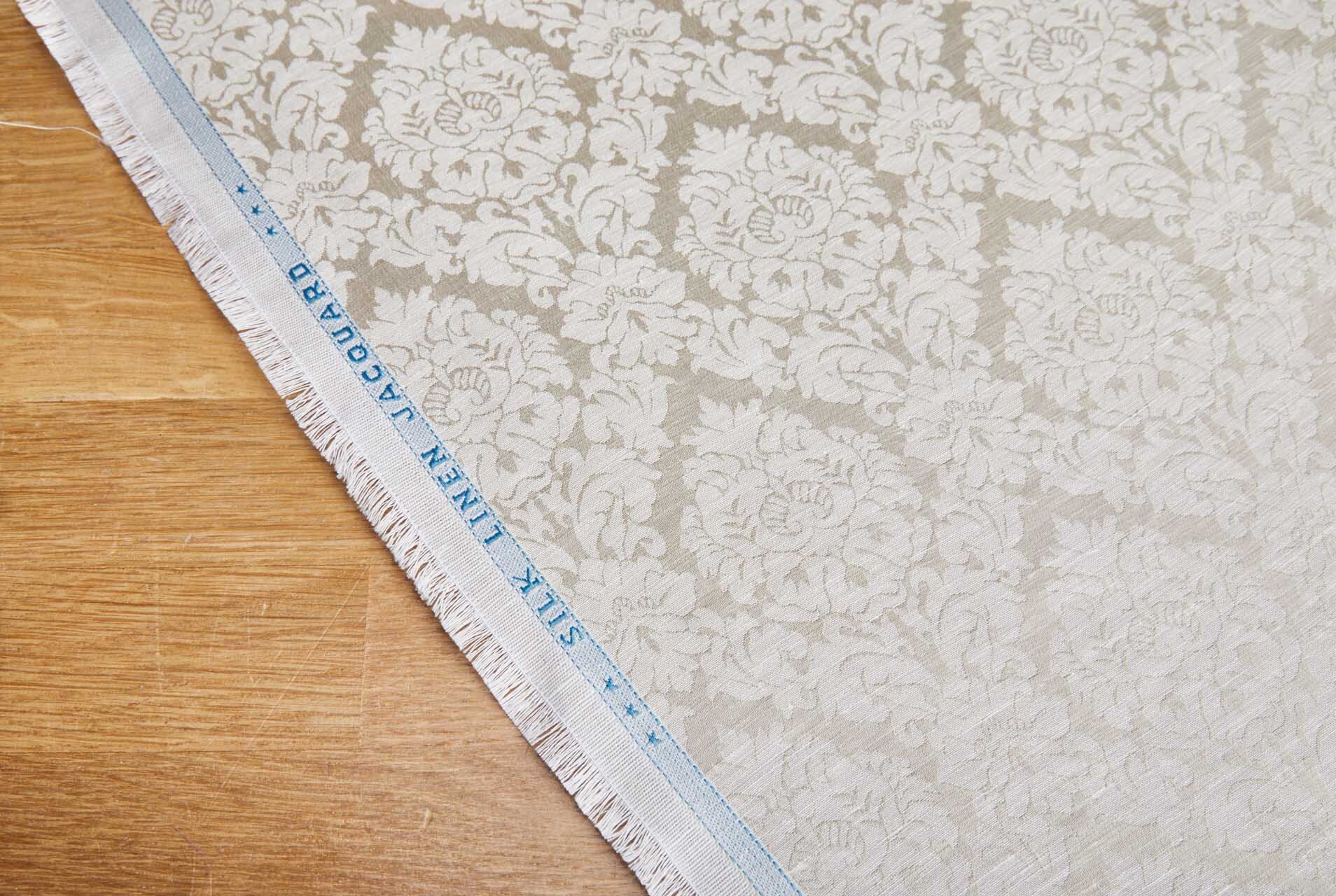 Regency Jacquard in Cream Silk and Linen fabric, image 4 of 9