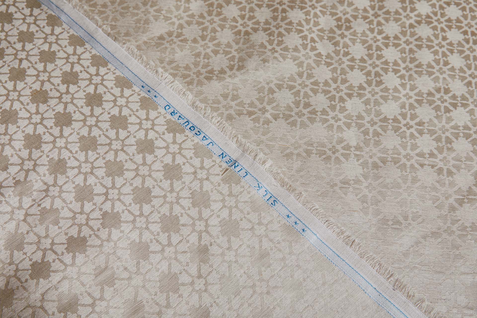 Regency Jacquard in Natural Silk and Linen fabric, image 2 of 10
