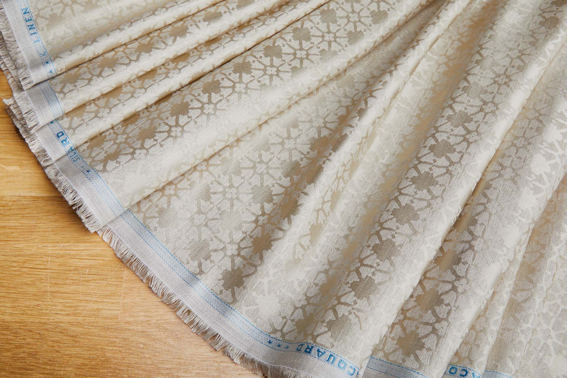 Regency Jacquard in Natural Silk and Linen fabric, image 8 of 10