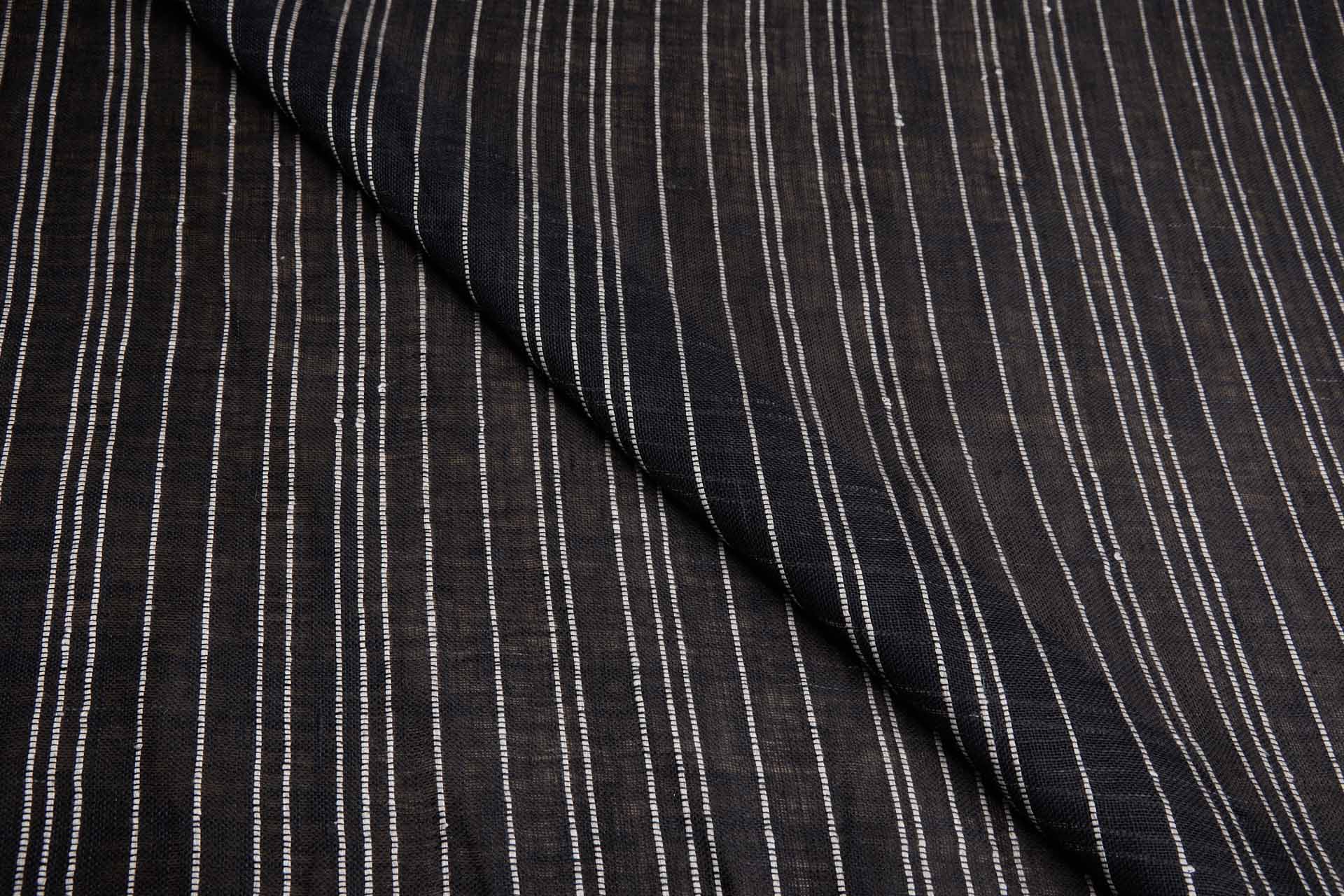 Rustic Linen Stripe - Black and White fabric, image 2 of 6