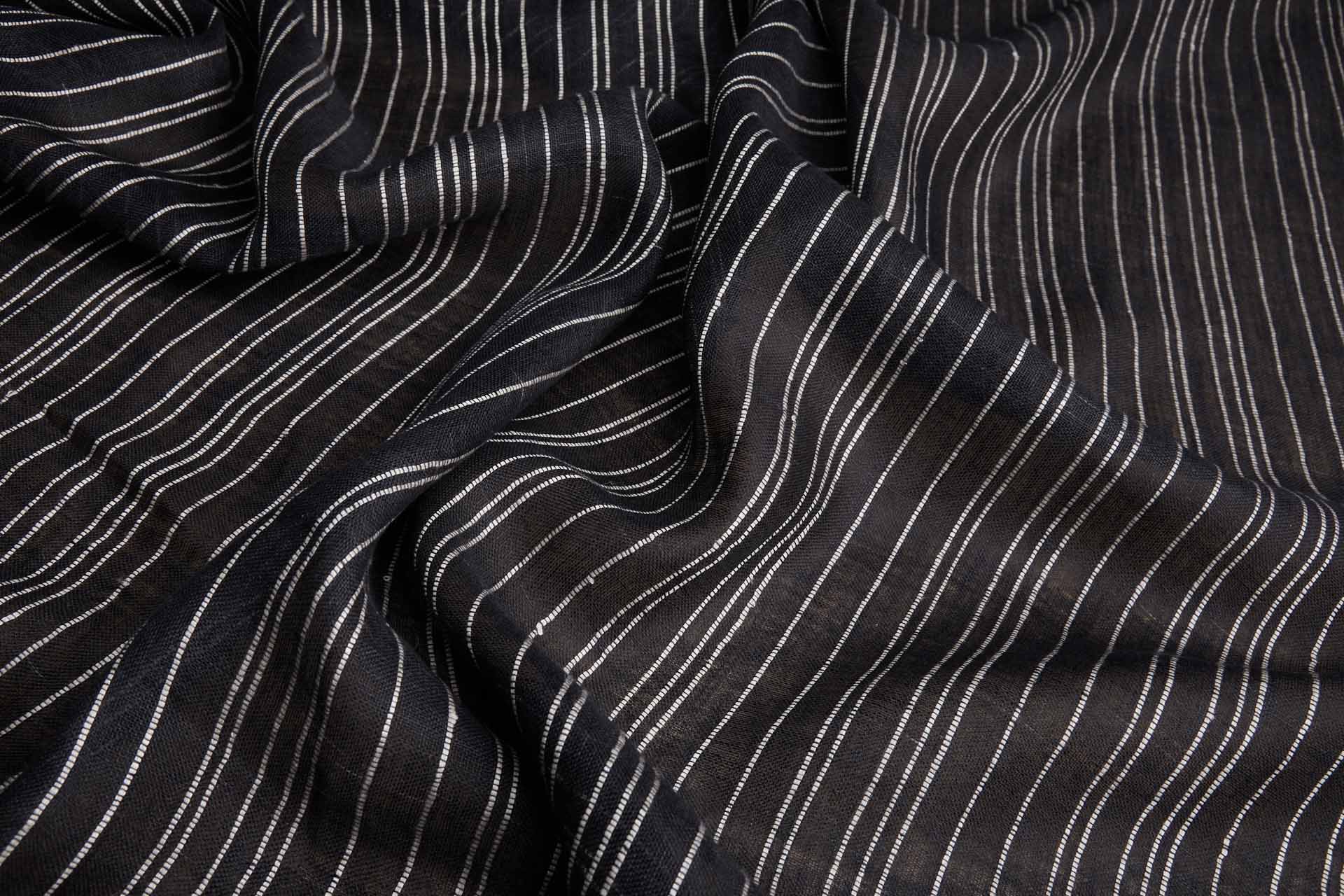 Rustic Linen Stripe - Black and White fabric, image 3 of 6