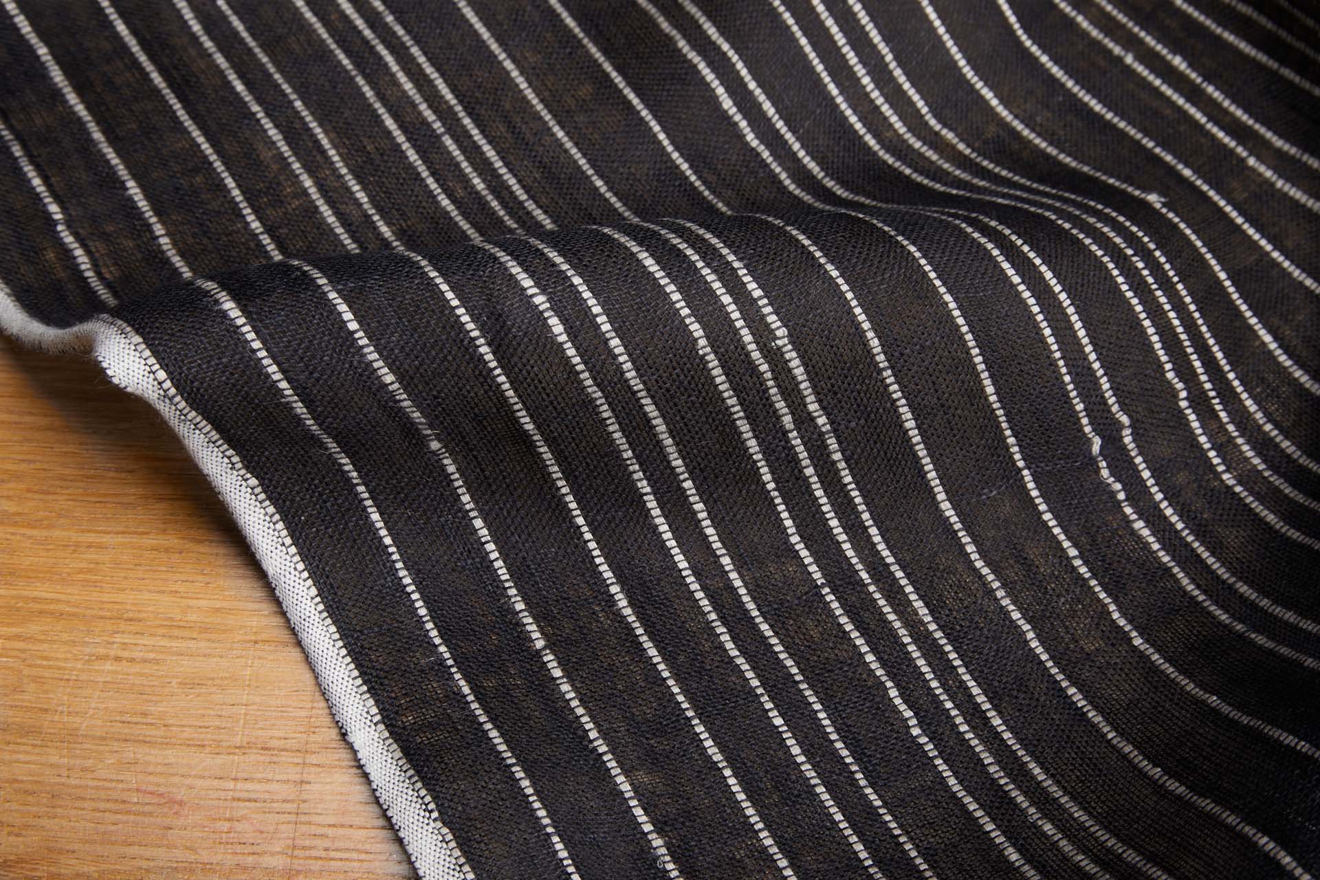 Rustic Linen Stripe - Black and White fabric, image 4 of 6