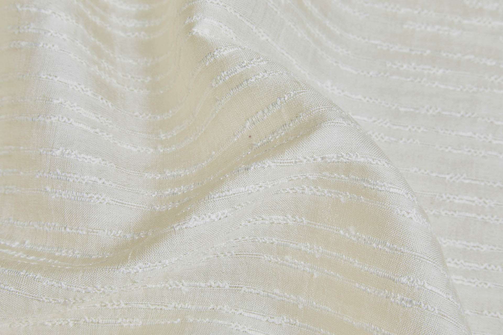 Textured Sheer Silk Tussah / Tassar - Cream and Ivory fabric, image 3 of 7
