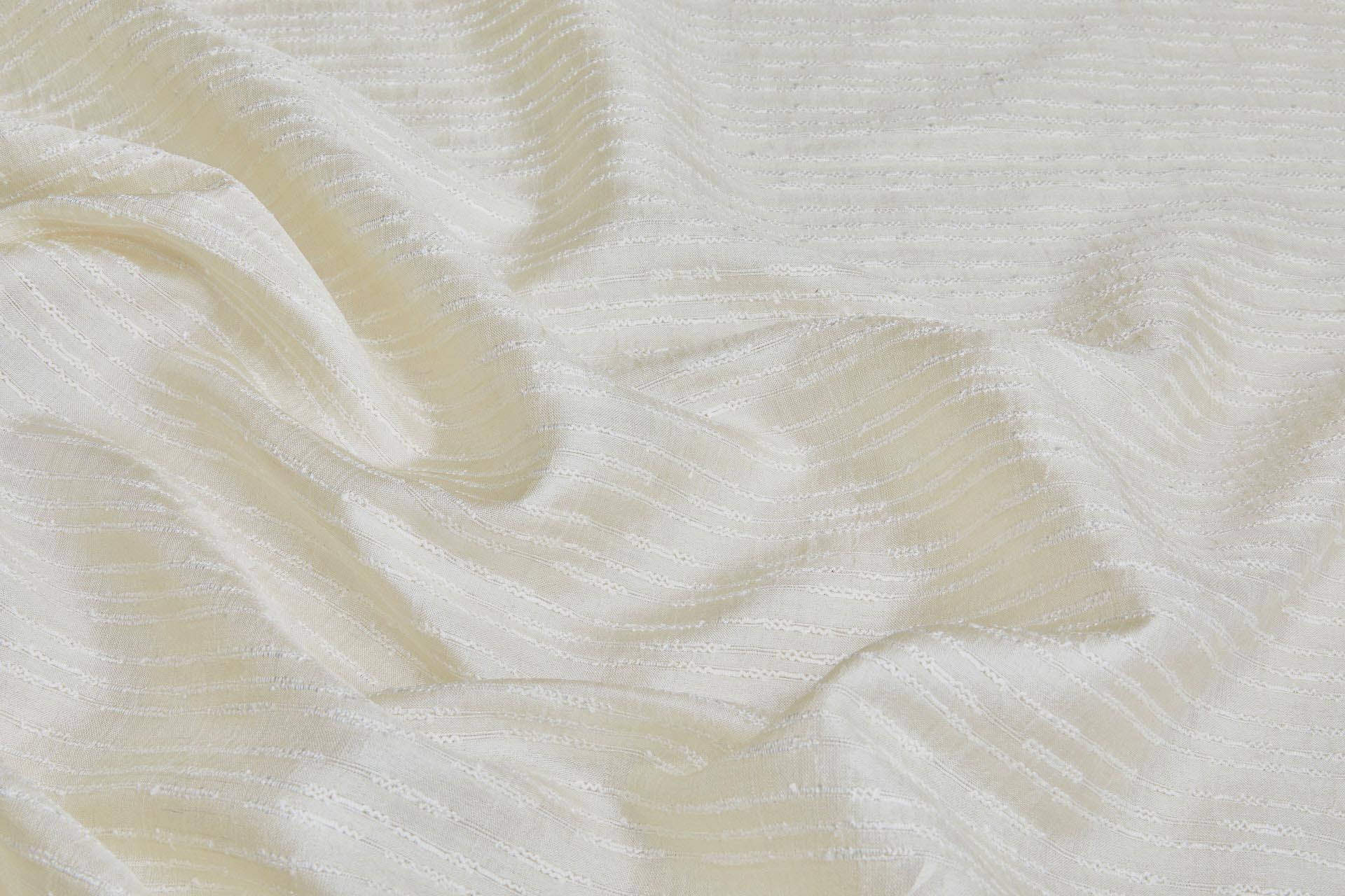 Textured Sheer Silk Tussah / Tassar - Cream and Ivory fabric, image 4 of 7