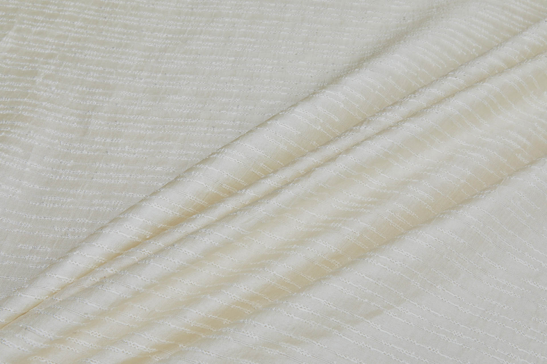 Textured Sheer Silk Tussah / Tassar - Cream and Ivory fabric, image 5 of 7